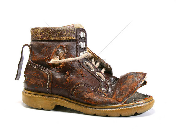 旧的和勃朗肯鞋乞丐意外垃圾鞋带时尚惊喜幻灭欺骗街道皮革图片