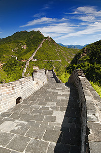 中国的长城建筑学石头背包晴天天空旅行观光爬坡旅游防御图片