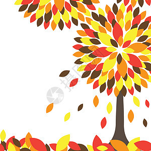 秋树 矢量插图生长叶子生活想像力绘画夹子家庭艺术衬套漩涡背景图片