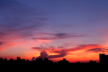 城市的日落场景天空风景背景图片