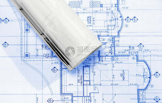 窗格建筑学项目阴谋承包商建造蓝图房子草稿蓝色图表图片