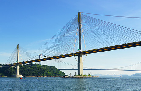 香港廷九桥电缆反射金属天际运输天空商业公司建筑游客图片