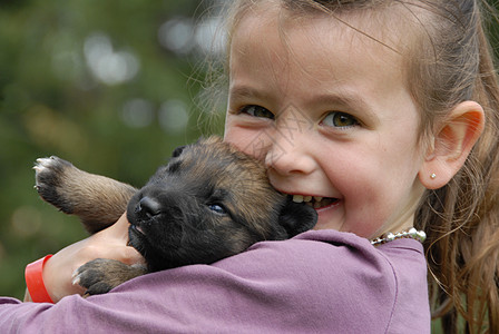 小女孩和小狗狗牧羊犬宠物幸福微笑动物朋友伴侣友谊女孩小狗图片