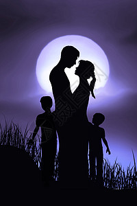 罗姆夫妇迷恋法庭亲戚拥抱太阳月光婚姻两人月亮投标图片