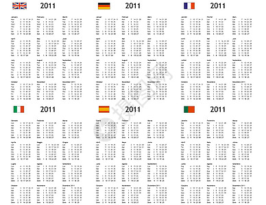 2011年多语言2011日历背景图片