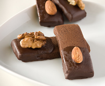 巧克力饼干糖果棕色圆圈宏观甜食杏仁面包食物核桃图片