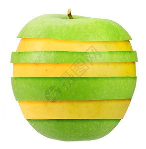 绿苹果和黄苹果三明治图片