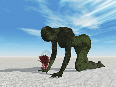 气候变化插图说明干旱绿色沙漠女士植物阳光图片