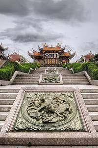 中国寺庙传统石头天空地面建筑上帝建筑学雕像宗教楼梯图片