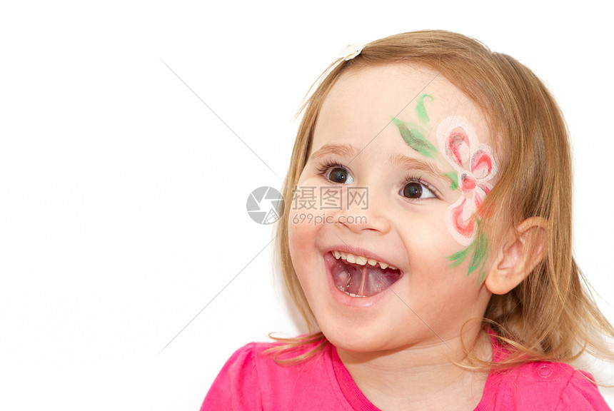快乐的笑笑女孩摄影眼睛享受画家童年创造力艺术公主快乐庆典图片