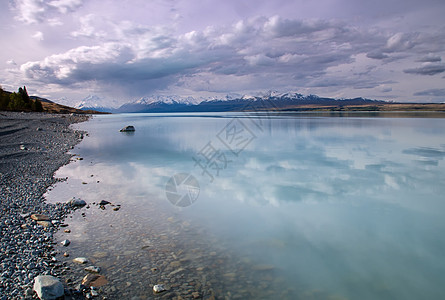 普卡基湖旅游反射观光天空日落美丽山脉岩石厨师风景图片