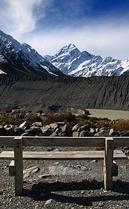 库克山观光明信片天空首脑景点美丽航拍白色长椅蓝色图片