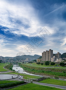 和蓝色的天场景建筑财产公寓天空地标天际摩天大楼构造晴天图片