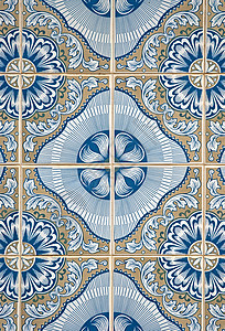 古老的陈腐典型瓷砖手工历史正方形控制板制品蓝色马赛克水泥工作陶瓷图片