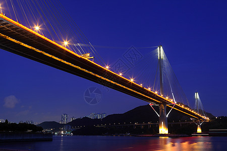 香港廷九桥城市天际海岸黑色连接器反射旅游金属电缆商业图片
