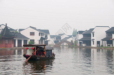中国水镇运河渠道建筑学城市船工建筑水乡古董游客风景图片