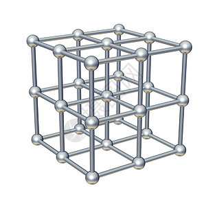 3d 立方体模型白色插图物理科学金属网格盒子空间化学亲和力背景图片