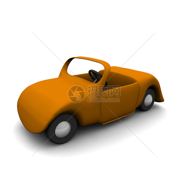 卡通出租车车玩具汽车卡通片香椿敞篷车跑车橙子白色插图图片