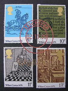 威廉·卡克斯顿邮票背景图片
