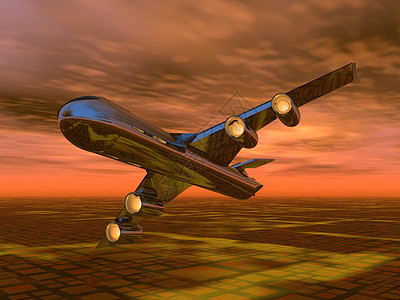 在日落时飞行航空空气飞机场橙子黄色航班速度喷射气氛航空公司图片