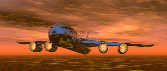 在日落时飞行飞机场太阳旅行客机黄色插图翅膀速度运输气氛图片