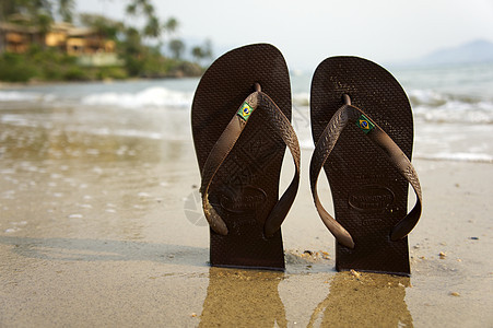 巴西滑坡假期旅游蓝色拖鞋凉鞋乐趣热带休闲目的地气候图片