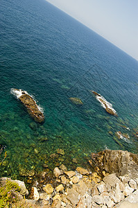 海蓝色海景假期海滩地平线风暴反射太阳旅行海岸图片