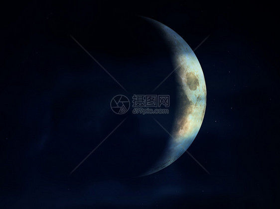 穿越云云的月新月陨石月亮气氛天空星星多云月夜月光卫星景观图片