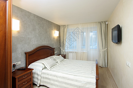 旅馆卧室毯子家园家具风格被子房子住宅床头板枕头睡眠图片