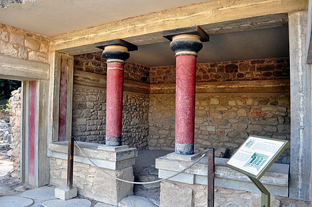 Knossos Crete的考古遗址历史柱子寺庙废墟文明游客考古学建筑学神话历史性图片