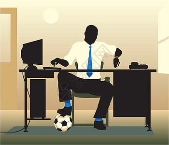 足球台人士工人插图秘密男人时间桌子不耐烦办公室运动图片