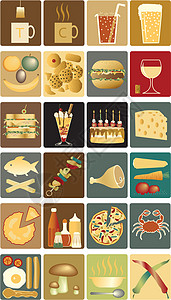 食品图标饼干咖啡火腿啤酒餐厅橙子插图蜡烛早餐蛋糕图片