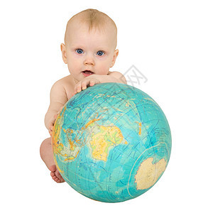 地理环球与白色隔绝的婴儿生活眼睛儿童行星女孩喜悦孩子地球童年陆地图片