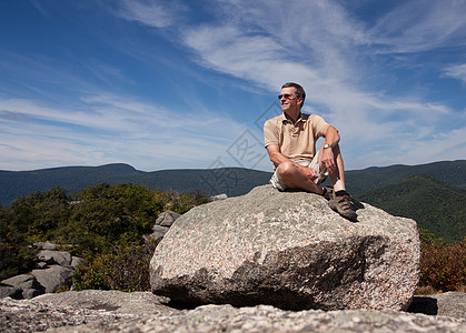 俯视Shenandoah山谷的希克人公园树木首脑地形男人天际地平线岩石男性国家图片