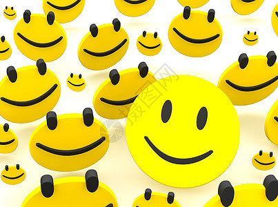 一组微笑黄色圆形剪贴白色情感插图灰色香椿幸福喜悦图片