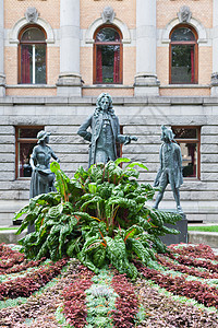 奥斯陆市中心国家戏剧院地标青铜历史性戏剧国家雕像城市剧院图片