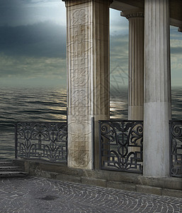 支柱路面传奇装饰品波浪天空柱子水晶反射风暴图片