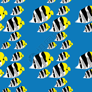 无缝蝴蝶型生物装饰品插图艺术海洋生物动物白色野生动物黄色黑色图片