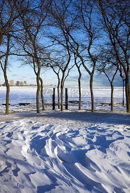 芝加哥冬季结构风光天际建筑学办公楼城市都市建筑摩天大楼景观图片