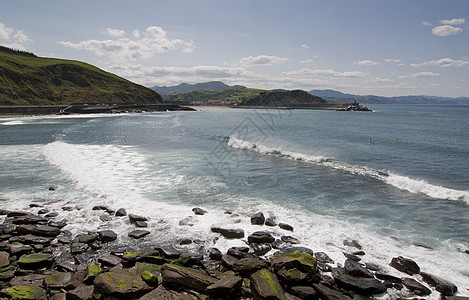 夏季运动冲浪海岸海岸线冲浪者岩石支撑波浪海浪海滩国家冒险图片