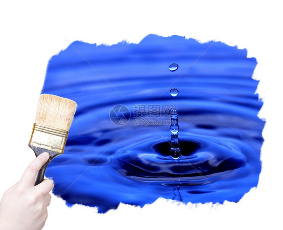 营销油漆刷中风枝条工作画笔蓝色绘画艺术画家图片