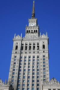 华沙文化和科学宫殿会社文化蓝色建筑学联盟城市天空建筑风光办公楼首都图片
