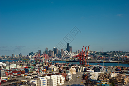 集装箱码头和西雅图天线 美国图片