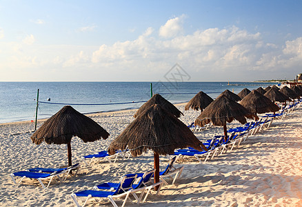 早上的豪华所有包容性海滩度假胜地热带奢华蓝色异国天堂地平线风景天空别墅美丽图片