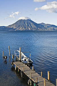 阿提兰湖日落海滩火山全景图片