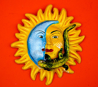 墨西哥装饰板牌饰品盘子游客宗教纪念品艺术陶瓷木头面孔礼物图片