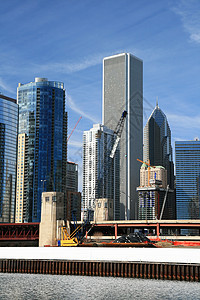 芝加哥高楼大楼的高层建筑海军城市码头反射旅行住宅环形地标吸引力办公室图片