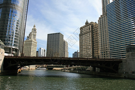 芝加哥高楼大楼的高层建筑金融阳光吸引力天际景观摩天大楼明信片地标码头旅游图片