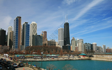 芝加哥高楼大楼的高层建筑摩天大楼旅游中心住宅天空景观城市海报环形吸引力图片