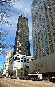 芝加哥高楼大楼的高层建筑旅行金融旅游地标环形景观建筑学吸引力蓝色图片